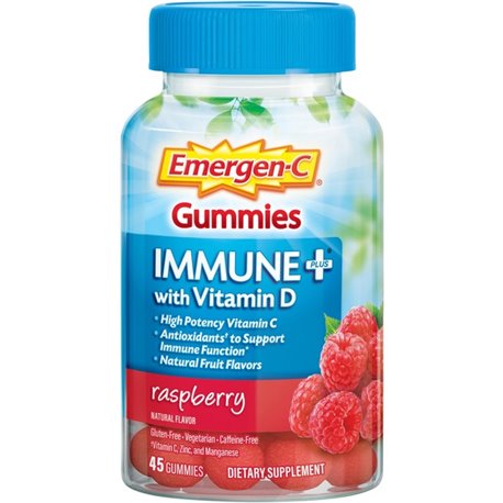 Emergen-C Immune+ Raspberry Gummies - For Immune Support - Raspberry - 1 Each - 45 Per Bottle