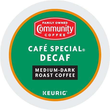 Community Coffee K-Cup Caf&eacute Special Decaf Blend Coffee - Compatible with Keurig Brewer - Medium/Dark - 24 / Box