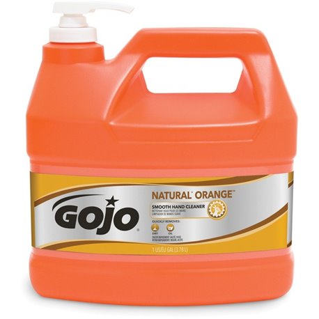 Gojo Natural Orange Smooth Hand Cleaner - Citrus ScentFor - 1 gal (3.8 L) - Pump Bottle Dispenser - Soil Remover, Dirt Remover, 