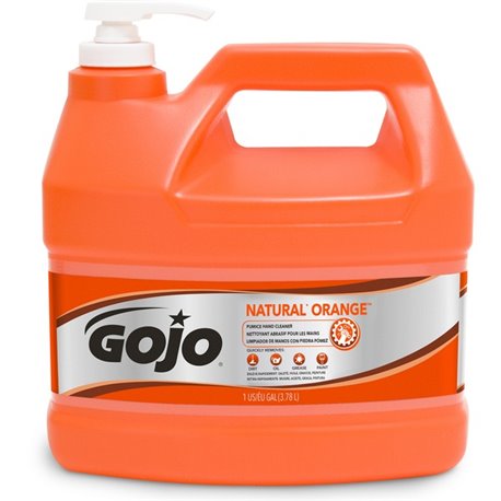 Gojo Natural Orange Pumice Hand Cleaner - Citrus ScentFor - 1 gal (3.8 L) - Pump Bottle Dispenser - Dirt Remover, Oil Remover, G