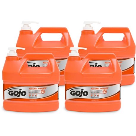 Gojo Natural Orange Pumice Hand Cleaner - Fragrance-free ScentFor - 1 gal (3.8 L) - Pump Bottle Dispenser - Dirt Remover, Oil Re