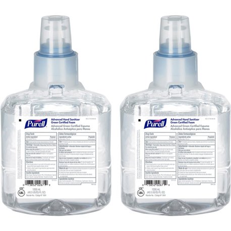 PURELL Hand Sanitizer Foam Refill - 40.6 fl oz (1200 mL) - Hand, Skin - Clear - Fragrance-free, Dye-free - 2 / Carton