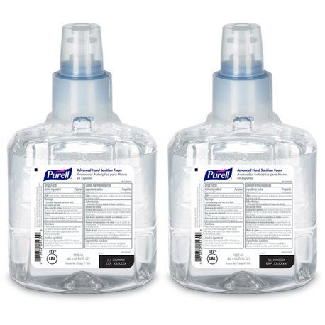 PURELL Hand Sanitizer Foam Refill - Clean Scent - 40.6 fl oz (1200 mL) - Kill Germs - Hand, Skin - Clear - Chemical-free - 2 / C