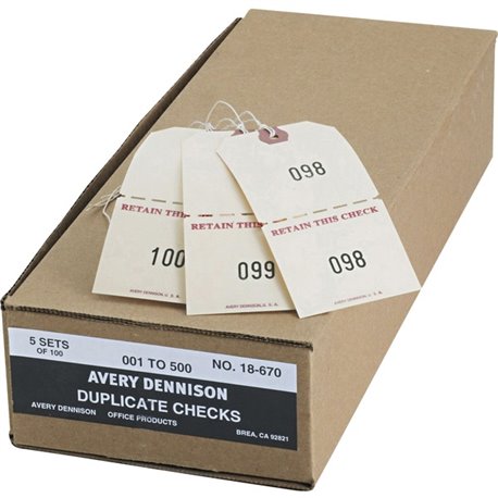 Avery Duplicate Auto Park Tags, Manila, Strung, 4-3/4" x 2-3/8" , 500 Tags (18670) - 4.75" Length x 2.38" Width - Rectangular - 