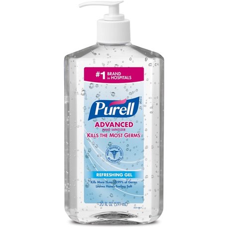 PURELL Advanced Hand Sanitizer - Clean Scent - 20 fl oz (591.5 mL) - Pump Bottle Dispenser - Kill Germs - Hand, Skin - Moisturiz