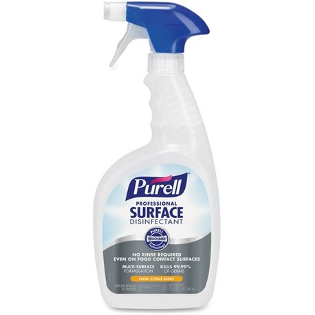 PURELL Professional Surface Disinfectant - Ready-To-Use - 32 fl oz (1 quart) - Fresh Citrus Scent - 6 / Carton - Disinfectant, R