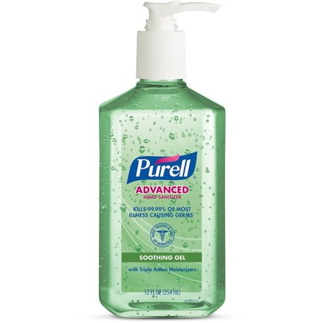 PURELL Hand Sanitizer Gel - 12 fl oz (354.9 mL) - Pump Bottle Dispenser - Kill Germs - Hand, Skin - Clear - Non-sticky, Residue-