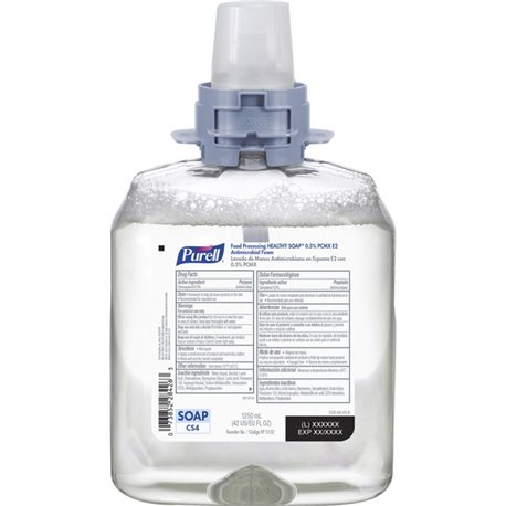 PURELL CS4 Food Processing HEALTHY SOAP 0.5% PCMX E2 Antimicrobial Foam Refill - Light Floral ScentFor - 42.3 fl oz (1250 mL) - 