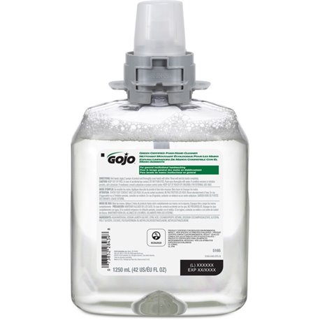 Gojo FMX-12 Refill Green Certified Foam Hand Soap - 42.3 fl oz (1250 mL) - Hand - Clear - Fragrance-free, Rich Lather, Antibacte