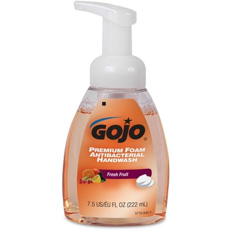 Gojo Premium Foam Antibacterial Handwash - Fresh Fruit ScentFor - 7.5 fl oz (221.8 mL) - Pump Bottle Dispenser - Kill Germs - Ha