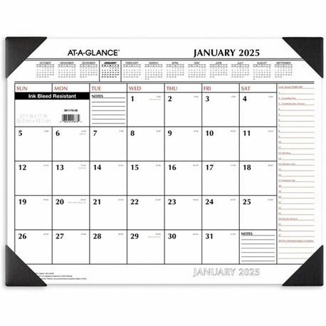 At-A-Glance 2-Color Desk Pad - Extra Large Size - Julian Dates - Yearly - 12 Month - January 2025 - December 2025 - 1 Month Sing