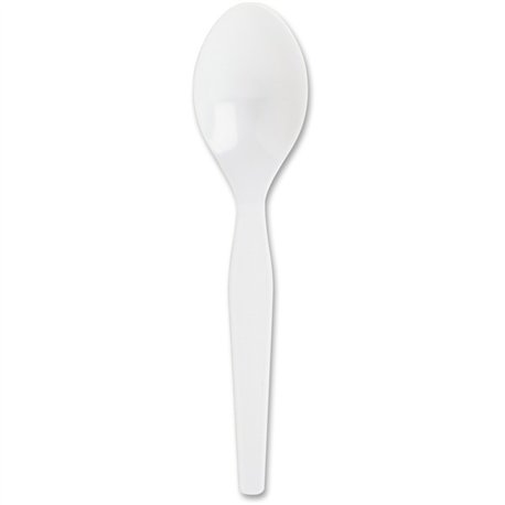 Genuine Joe Heavyweight Disposable Spoons - 1 Piece(s) - 1000/Carton - Spoon - 1 x Spoon - Disposable - White