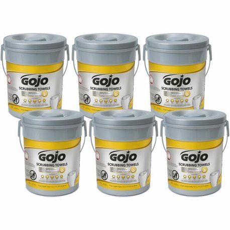 Gojo Scrubbing Towels - 10.50" x 13" - White - 72 Per Canister - 6 / Carton