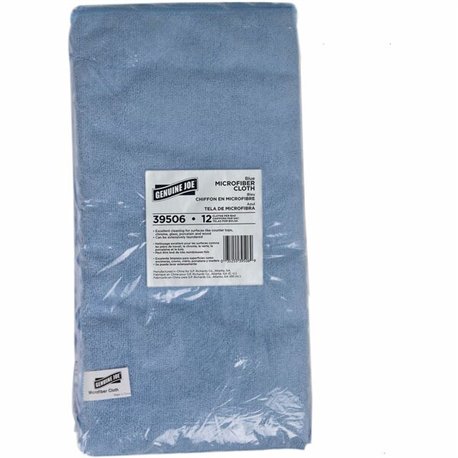 Genuine Joe General Purpose Microfiber Cloth - For General Purpose - 16" Length x 16" Width - 12.0 / Bag - 15 / Carton - Blue