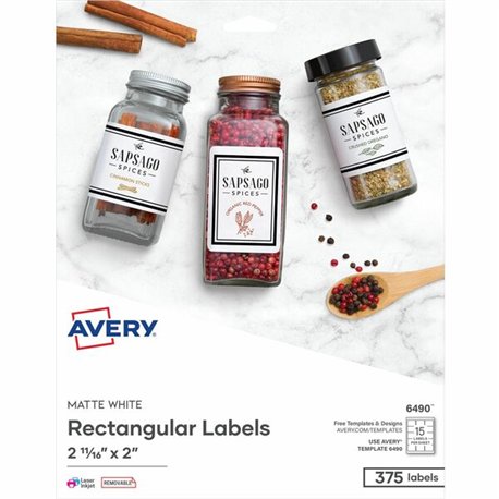 Avery Floppy Disk Label - Removable Adhesive - Square - Laser, Inkjet - Matte White - Paper - 1875 Total Label(s) - 5 / Carton