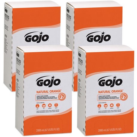 Gojo Natural Orange Pumice Hand Cleaner Refill - Orange Citrus ScentFor - 67.6 fl oz (2 L) - Dirt Remover, Grease Remover, Soila