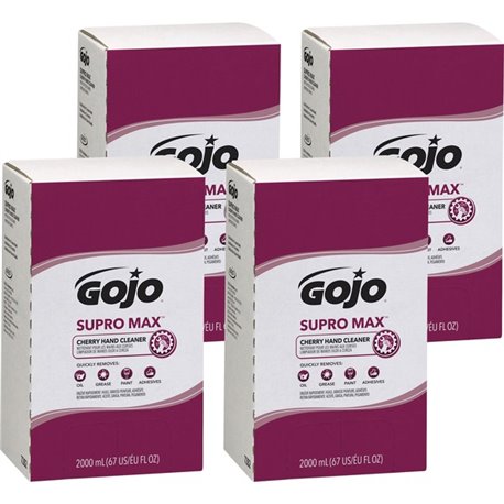 Gojo Supro Max Hand Cleaner - Cherry ScentFor - 67.6 fl oz (2 L) - Adhesive Remover, Soil Remover - Hand - Tan - 4 / Carton