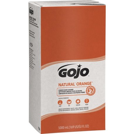 Gojo Natural Orange Pumice Hand Cleaner - Citrus ScentFor - 1.3 gal (5 L) - Oil Remover, Dirt Remover, Grease Remover, Soil Remo