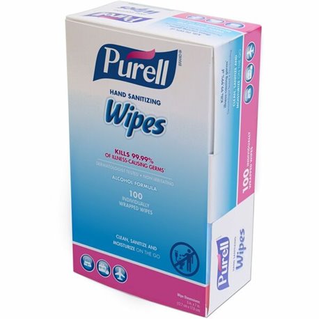 PURELL On-the-go Sanitizing Hand Wipes - 5" x 7" - Clear - 100 / Box