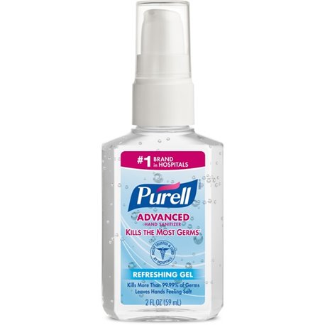 PURELL Advanced Hand Sanitizer Gel - 2 fl oz (59.1 mL) - Pump Bottle Dispenser - Kill Germs - Hand - Clear - 1 Each