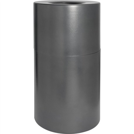 Genuine Joe Classic Cylinder Gray Waste Receptacle - 35 gal Capacity - Weather Resistant, Fire Proof, Leak Proof - 34" Height x 