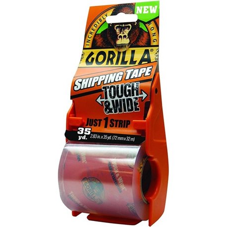 Gorilla Heavy-Duty Tough & Wide Shipping/Packaging Tape - 35 yd Length x 2.83" Width - 1.50" Core - Dispenser Included - 1 / Pac