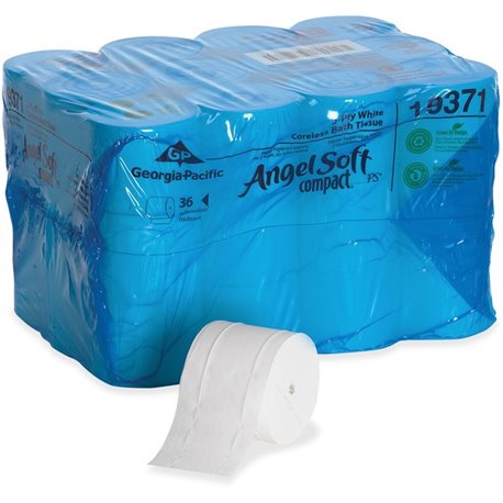 Angel Soft Professional Series Compact Premium Embossed Toilet Paper - 2 Ply - 3.85" x 4.05" - 750 Sheets/Roll - 4.75" Roll Diam