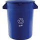 Genuine Joe Heavy-Duty Trash Container - 32 gal Capacity - Side Handle, Venting Channel - Plastic - Blue - 1 Each