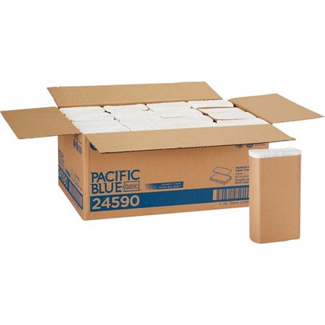 Pacific Blue Basic Recycled Multifold Paper Towels - White - Paper - 250 Per Pack - 16 / Carton