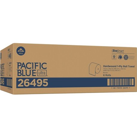 Pacific Blue Ultra High-Capacity Recycled Paper Towel Rolls - 7.87" x 1150 ft - Brown - Paper - 6 Rolls Per Container - 6 / Cart