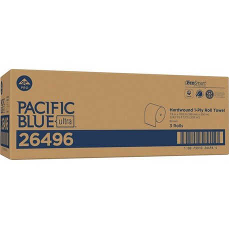 Pacific Blue Ultra High-Capacity Recycled Paper Towel Rolls - 7.87" x 1150 ft - Brown - Paper - 3 Rolls Per Container - 3 / Cart