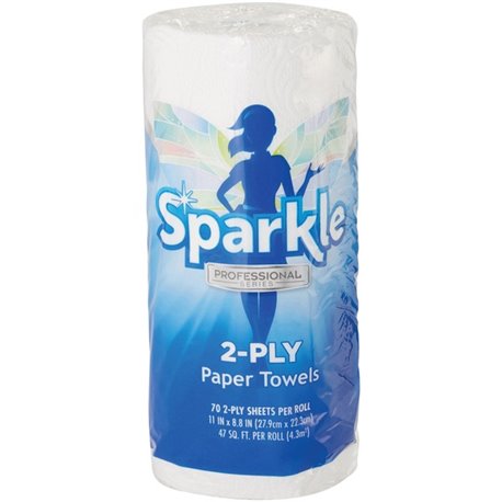 Sparkle Professional Series Paper Towel Roll by GP Pro - 2 Ply - 8.80" x 11" - 70 Sheets/Roll - White - Paper - 1 Roll