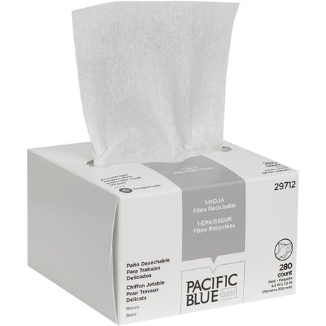 Pacific Blue Basic AccuWipe Recycled Disposable Delicate Task Wipers - For Precision Part, Instrument, Lens - Absorbent, Soft, N