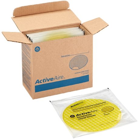 ActiveAire Deodorizer Urinal Screens - Lasts upto 30 Days - Deodorizer - 12 / Carton - Yellow