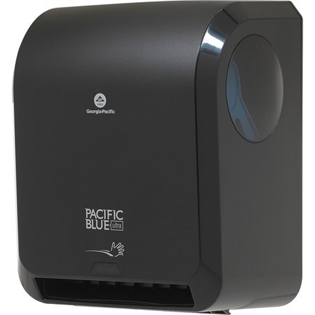 Pacific Blue Ultra Automated High-Capacity Paper Towel Dispenser - 16" Height x 12.9" Width x 8.9" Depth - Black - Automatic, Du