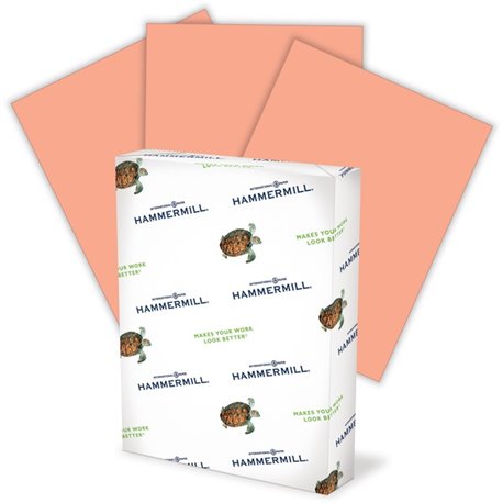 Hammermill Colors Recycled Copy Paper - Salmon - Letter - 8 1/2" x 11" - 20 lb Basis Weight - Smooth - 5000 / Carton - Jam-free,