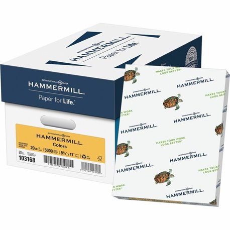 Hammermill Colors Recycled Copy Paper - Gold - Letter - 8 1/2" x 11" - 20 lb Basis Weight - Smooth - 500 / Ream - Sustainable Fo