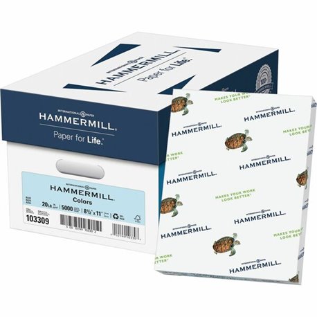 Hammermill Colors Recycled Copy Paper - Blue - Letter - 8 1/2" x 11" - 20 lb Basis Weight - Smooth - 500 / Ream - Sustainable Fo