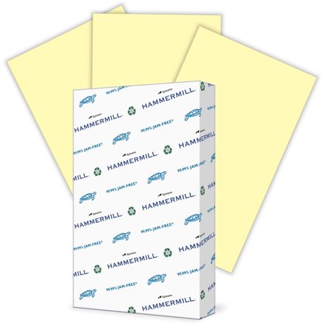 Hammermill Colors Recycled Copy Paper - Canary - Legal - 8 1/2" x 14" - 20 lb Basis Weight - 500 / Ream - Sustainable Forestry I