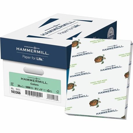 Hammermill Colors Recycled Copy Paper - Green - Letter - 8 1/2" x 11" - 20 lb Basis Weight - Smooth - 500 / Ream - Sustainable F