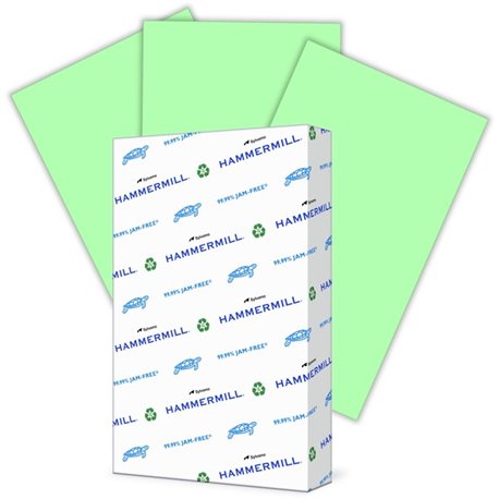 Hammermill Colors Recycled Copy Paper - Green - Legal - 8 1/2" x 14" - 20 lb Basis Weight - Smooth - 500 / Ream - Sustainable Fo