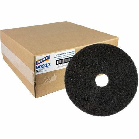 Genuine Joe Black Floor Stripping Pad - 13" Diameter - 5/Carton x 13" Diameter x 1" Thickness - Stripping - 175 rpm to 350 rpm S