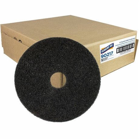 Genuine Joe Black Floor Stripping Pad - 17" Diameter - 5/Carton x 17" Diameter x 1" Thickness - Stripping, Floor - 175 rpm to 35