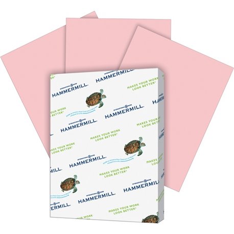 Hammermill Colors Recycled Copy Paper - Pink - Letter - 8 1/2" x 11" - 20 lb Basis Weight - Smooth - 5000 / Carton - Jam-free, A