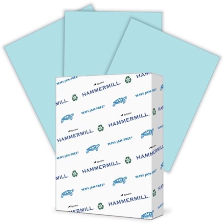 Hammermill Colors Recycled Copy Paper - Blue - Letter - 8 1/2" x 11" - 24 lb Basis Weight - Smooth - 500 / Ream - Sustainable Fo