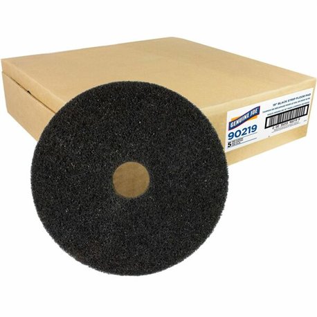 Genuine Joe Black Floor Stripping Pad - 19" Diameter - 5/Carton x 19" Diameter x 1" Thickness - Stripping, Floor - 175 rpm to 35