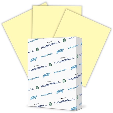 Hammermill Colors Recycled Copy Paper - Canary - 96 Brightness - Letter - 8 1/2" x 11" - 24 lb Basis Weight - Smooth - 500 / Rea