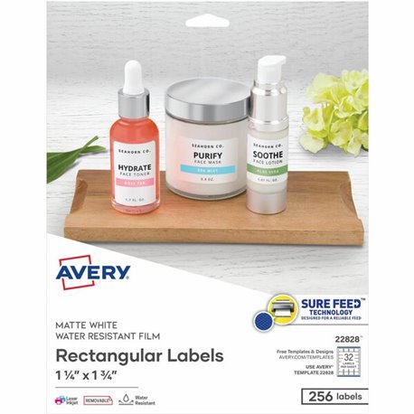 Avery Removable Durable Rectangle Labels - 1 1/4" Width x 4 3/4" Length - Removable Adhesive - Rectangle - Laser, Inkjet - White