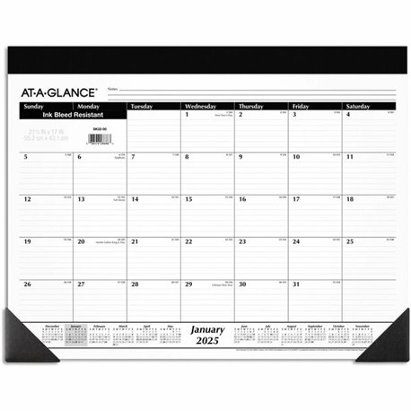 At-A-Glance Monthly Desk Pad Calendar, Standard, 21 3/4" x 17" - Julian Dates - Monthly - 12 Month - January 2025 - December 202