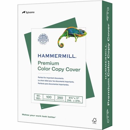 Hammermill Premium Color Copy Cover Cardstock - White - 100 Brightness - Letter - 8 1/2" x 11" - 60 lb Basis Weight - Ultra Smoo